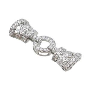 Copper Clasp Pave Zircon Platinum Plated, approx 13-38mm [FN35161]