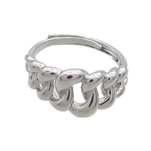 Copper Ring Adjustable Platinum Plated, approx 10.5mm, 18mm dia [FN35166]