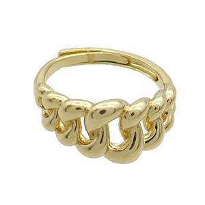 Copper Ring Adjustable Gold Plated, approx 10.5mm, 18mm dia [FN35167]