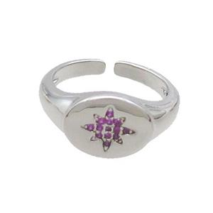 Copper Ring Pave Zircon NorthStar Platinum Plated, approx 10-13mm, 18mm dia [FN35173]