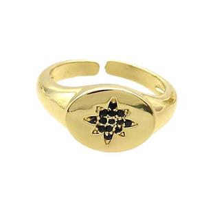 Copper Ring Pave Zircon NorthStar Gold Plated, approx 10-13mm, 18mm dia [FN35176]