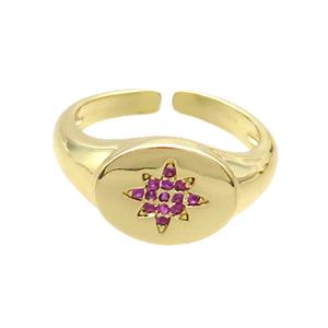 Copper Ring Pave Zircon NorthStar Gold Plated, approx 10-13mm, 18mm dia [FN35178]