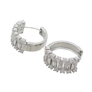 Copper Hook Earring Pave Zircon Platinum Plated, approx 8mm, 16mm dia [FN35190]