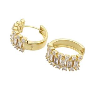 Copper Hook Earring Pave Zircon Gold Plated, approx 8mm, 16mm dia [FN35191]