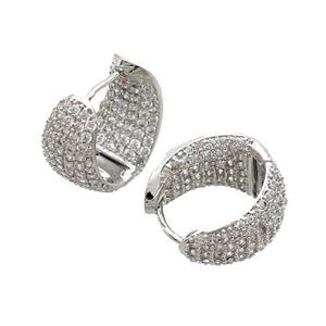 Copper Hook Earring Pave Zircon Platinum Plated, approx 17.5-19mm [FN35192]