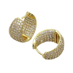 Copper Hook Earring Pave Zircon Gold Plated, approx 17.5-19mm [FN35193]