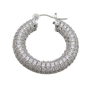 Copper Latchback Earring Pave Zircon Platinum Plated, approx 25mm [FN35194]