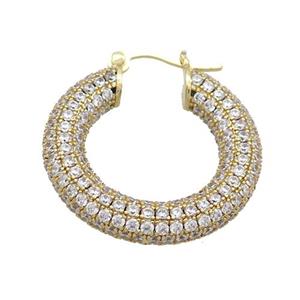 Copper Latchback Earring Pave Zircon Gold Plated, approx 25mm [FN35195]