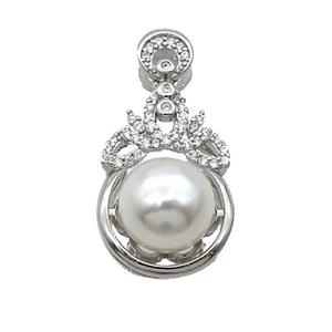 Copper Pendant Pave Pearlized Shell Platinum Plated, approx 10mm, 14.5-28mm [FN35219]