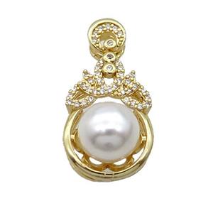 Copper Pendant Pave Pearlized Shell Gold Plated, approx 10mm, 14.5-28mm [FN35220]