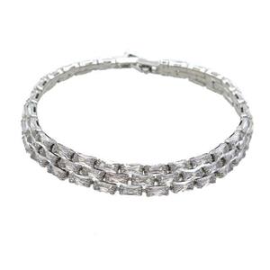 Copper Bracelet Pave Zircon Platinum Plated, approx 8mm, 18cm length [FN35237]
