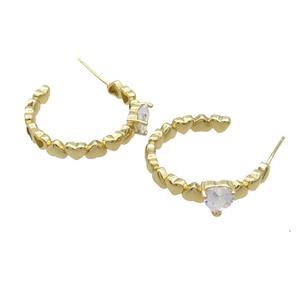 Copper Stud Earring Pave Crystal Glass Gold Plated, approx 6mm, 25mm [FN35242]