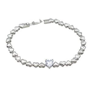 Copper Bracelet Pave Crystal Glass Platinum Plated, approx 7mm, 5mm, 17cm length [FN35245]