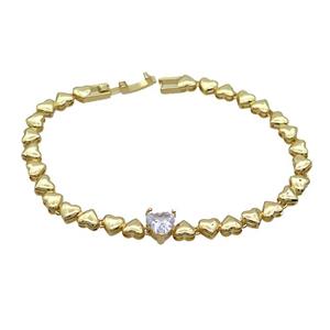 Copper Bracelet Pave Crystal Glass Gold Plated, approx 7mm, 5mm, 17cm length [FN35246]