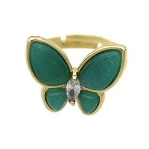 copper ring, butterfly, gold plated, approx 16-18mm, 18mm dia [FN35301]