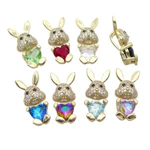 Copper Rabbit Pendant Pave Zircon Crystal Gold Plated Mixed, approx 11-25mm [FN35335]
