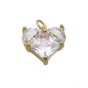 Copper Heart Pendant Pave Crystal Glass Gold Plated, approx 16mm [FN35415]
