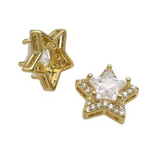 Copper Star Beads Pave Crystal Glass Gold Plated, approx 17.5mm [FN35418]
