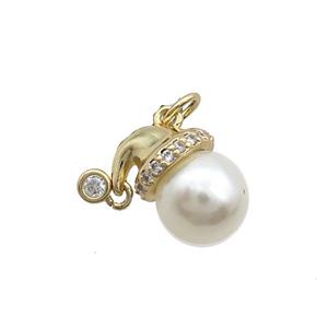 Copper Pendant Pave Pearlized Plastic Gold Plated, approx 9-15mm [FN35419]