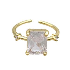 Copper Ring Pave Crystal Glass Gold Plated, approx 9-11mm, 18mm dia [FN35431]