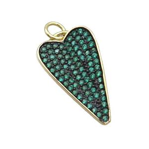 Copper Arrowhead Pendant Pave Green Zircon Gold Plated, approx 12.5-22mm [FN35437]