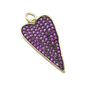 Copper Arrowhead Pendant Pave Hotpink Zircon Gold Plated, approx 12.5-22mm [FN35438]