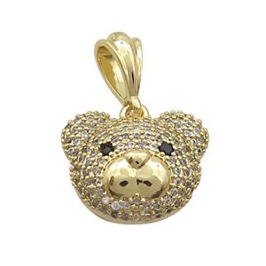 Copper Bear Pendant Pave Zircon Gold Plated, approx 14-18mm [FN35440]