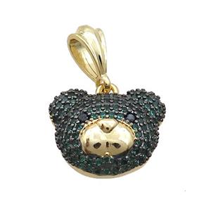 Copper Bear Pendant Pave Green Zircon Gold Plated, approx 14-18mm [FN35442]