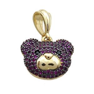 Copper Bear Pendant Pave Zircon Gold Plated, approx 14-18mm [FN35443]