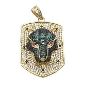 Copper Pendant Leopard Pave Zircon Gold Plated, approx 25-34mm [FN35465]