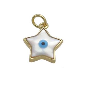 Copper Star Pendant Pave Shell Evil Eye Gold Plated, approx 12mm [FN35473]