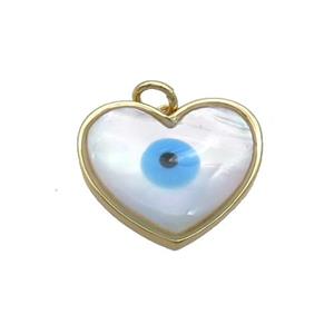 Copper Heart Pendant Pave Shell Evil Eye Gold Plated, approx 18mm [FN35477]