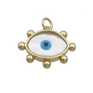 Copper Eye Pendant Pave Shell Evil Eye Gold Plated, approx 16-20mm [FN35481]