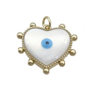 Copper Heart Pendant Pave Shell Evil Eye Gold Plated, approx 22mm [FN35482]