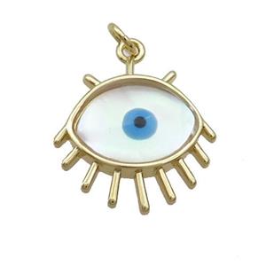Copper Eye Pendant Pave Shell Evil Eye Gold Plated, approx 20mm [FN35483]