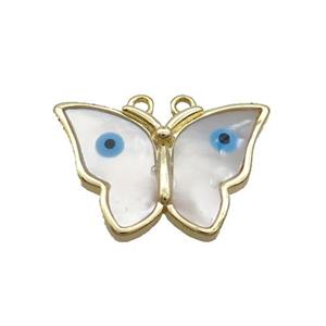 Copper Butterfly Pendant Pave Shell Evil Eye Gold Plated, approx 15-23mm [FN35485]