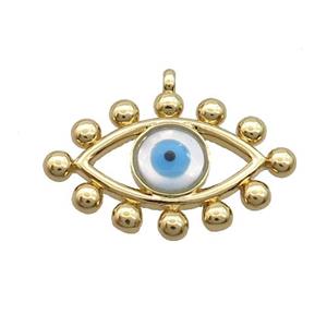 Copper Eye Pendant Pave Shell Evil Eye Gold Plated, approx 14-23mm [FN35491]