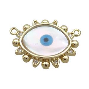 Copper Eye Pendant Pave Shell Evil Eye Gold Plated 2loops, approx 17-21mm [FN35493]