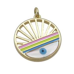 Copper Rainbow Pendant Pave Shell Evil Eye Gold Plated, approx 20mm [FN35498]