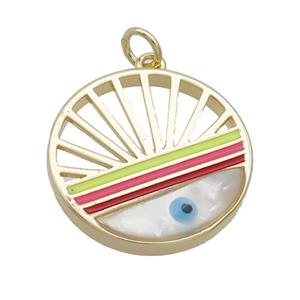 Copper Rainbow Pendant Pave Shell Evil Eye Gold Plated, approx 20mm [FN35500]