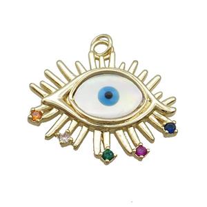 Copper Eye Pendant Pave Shell Evil Eye Gold Plated, approx 25-30mm [FN35503]
