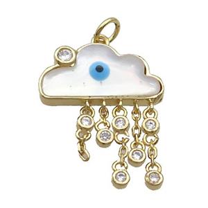 Copper Cloud Pendant Pave Shell Evil Eye Gold Plated, approx 20-24mm [FN35505]