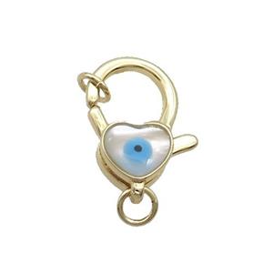Copper Lobster Clasp Pave Shell Evil Eye Gold Plated, approx 13-20mm [FN35514]