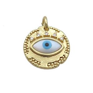 Copper Eye Pendant Pave Shell Evil Eye Gold Plated, approx 14mm [FN35522]