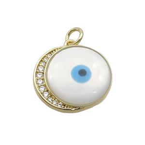 Copper Moonsun Pendant Pave Shell Evil Eye Gold Plated, approx 16-18mm [FN35538]