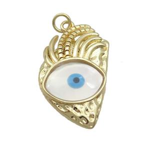 Copper Pendant Pave Shell Evil Eye Gold Plated, approx 17-29mm [FN35547]