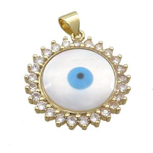 Copper Sunflower Pendant Pave Shell Evil Eye Gold Plated, approx 22mm [FN35550]