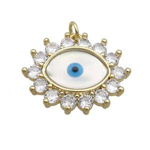 Copper Eye Pendant Pave Shell Evil Eye Gold Plated, approx 20-25mm [FN35551]