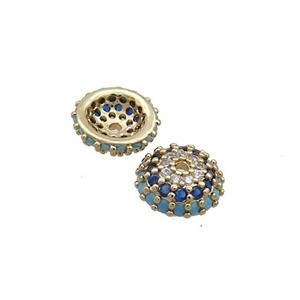 Copper Beadcaps Pave Zircon Gold Plated, approx 8mm [FN35592]