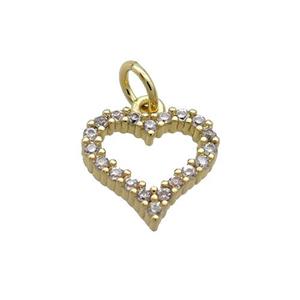 Copper Heart Pendant Pave Zircon Gold Plated, approx 11.5mm [FN35594]
